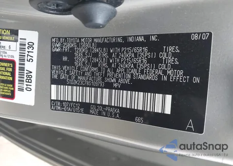 2008 Toyota Sienna Le from USA, damaged, VIN 5TDZK23C78S109793